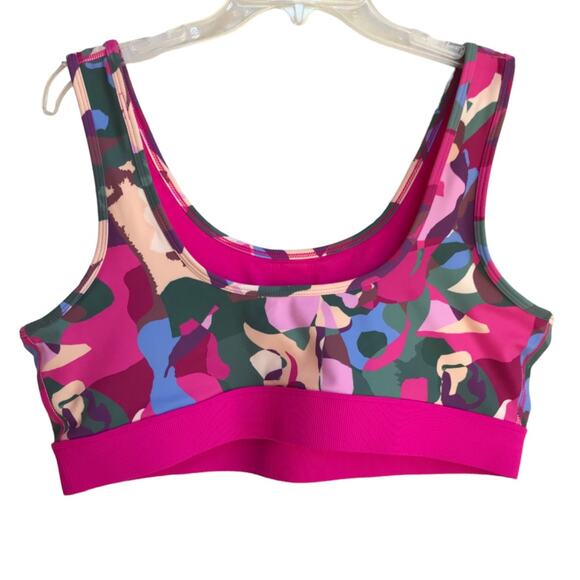 Reebok Multi Color Bright Camo Patterned XXXL Sport Bra with Pink Trim-Lining - Picture 3 of 7